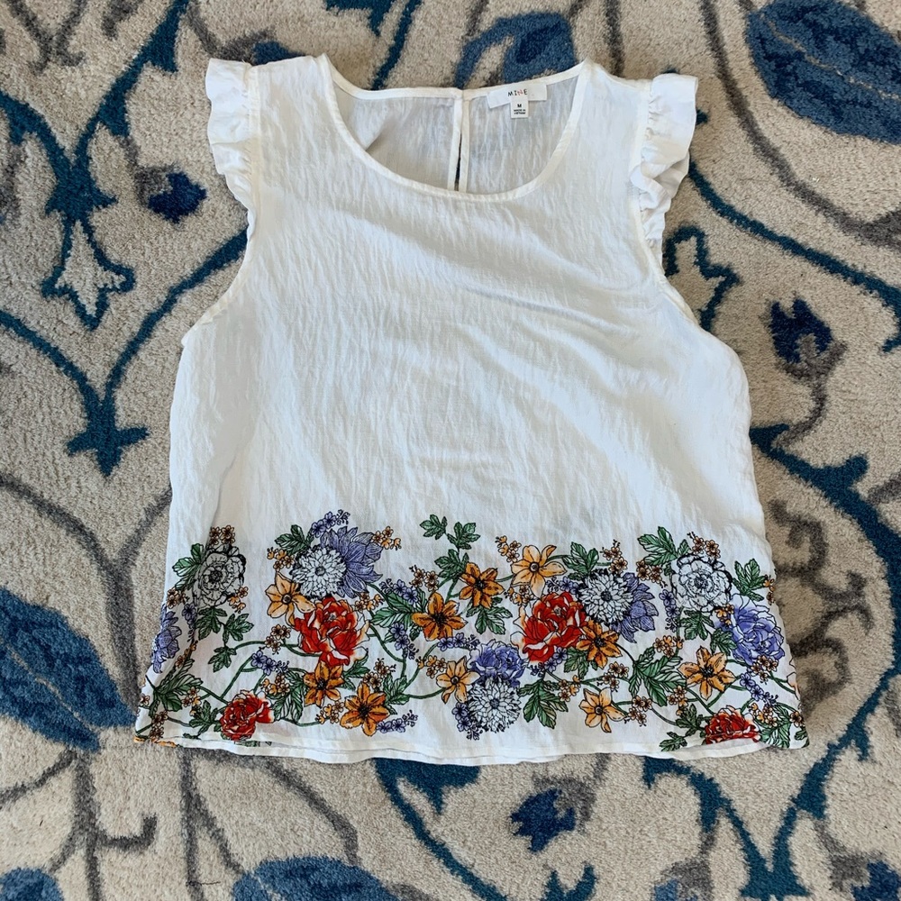 Floral flutter sleeve tank